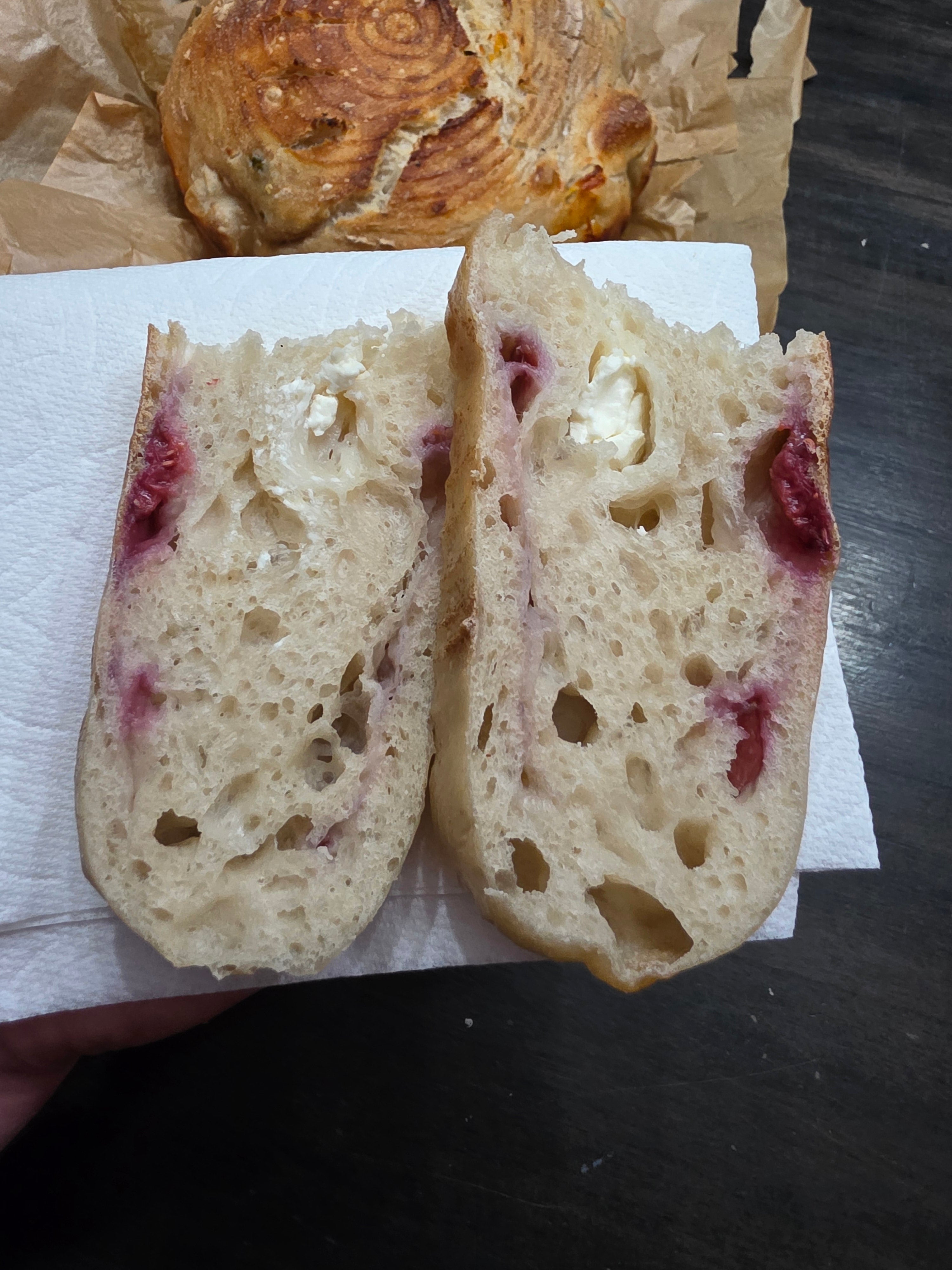 Raspberry & creamcheese sourdough
