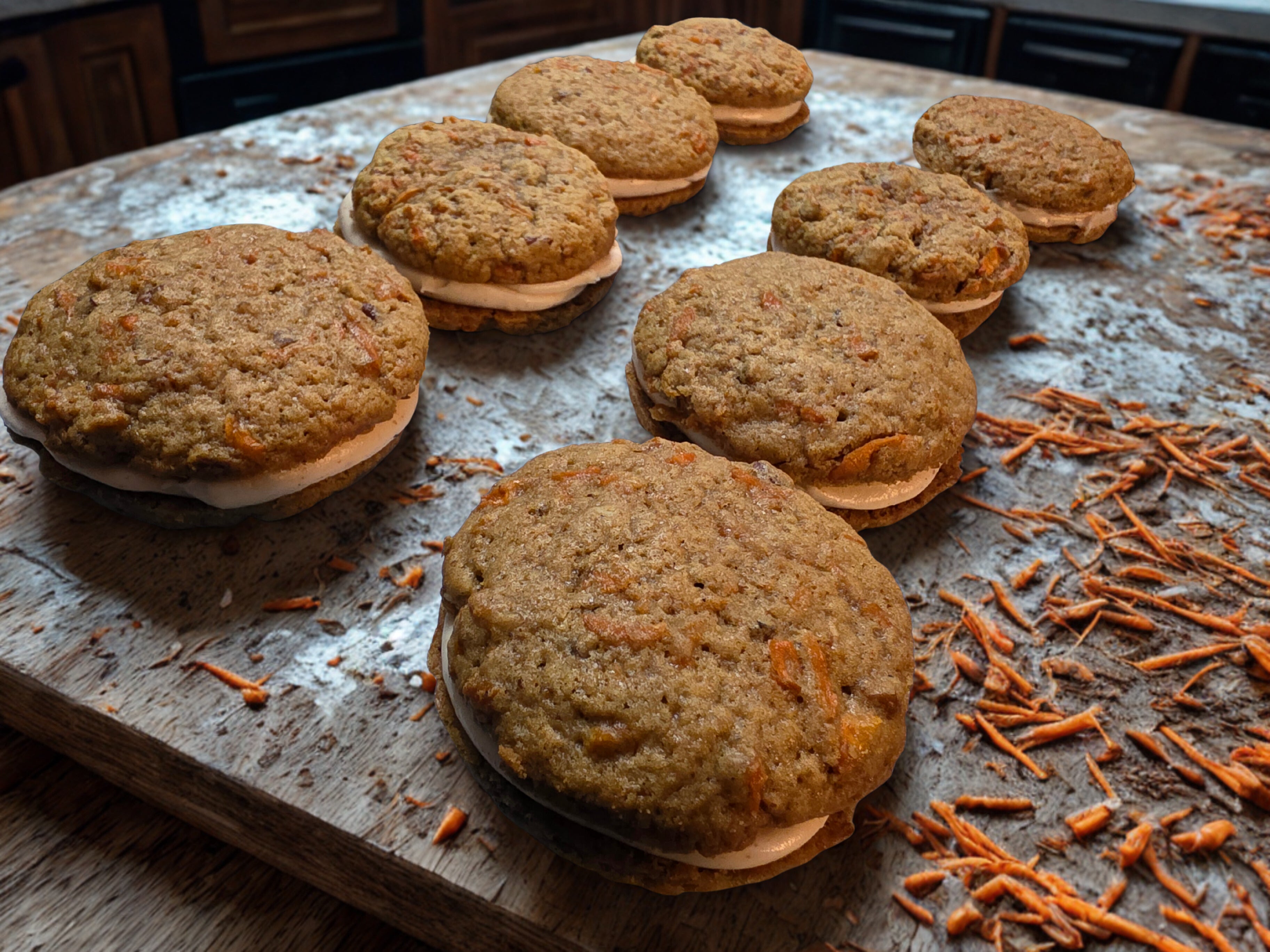 Cozy carrot sandwich cookie